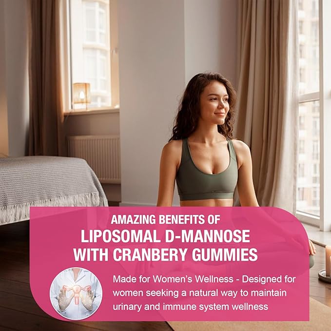 2 Pack Liposomal D-Mannose Gummies 4000mg Complex Cranberry 1500mg & Hibiscus,High-Potency Formula for Women Urinary Tract & Immune Support,Liver, Bladder Flush Cleanse Wellness Supplement