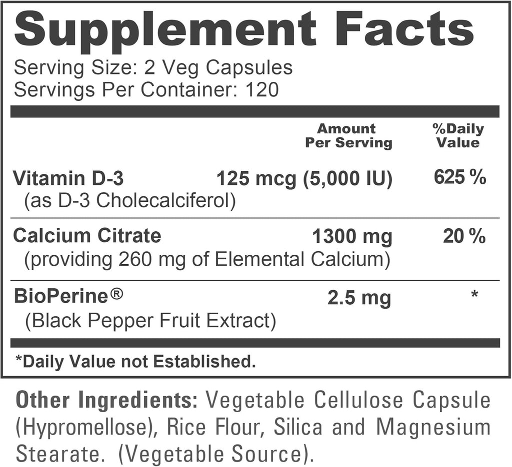 NusaPure Super Calcium 1300mg, Vitamin D3-240 Veggie Caps (Non-GMO, Soyfree, Bioperine)