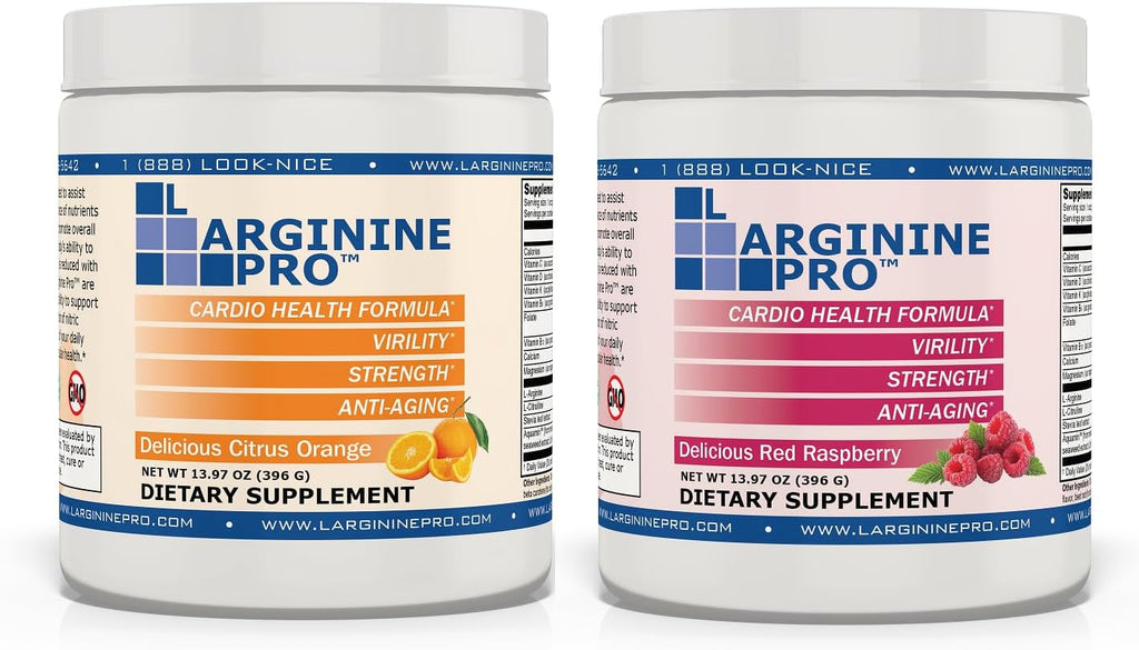 L-ARGININE PRO | 5,500mg L-Arginine Plus L-Citrulline 1,100mg Orange & Raspberry Powder Drink Mix Supplement for Increased Nitric Oxide Production