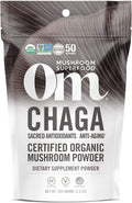 OM MUSHROOM SUPERFOOD Chaga Organic Mushroom Powder, 3.5 Ounce, 50 Servings, US Grown, Sacred Antioxidants & Immune Support, Superfood Mushroom Supplement