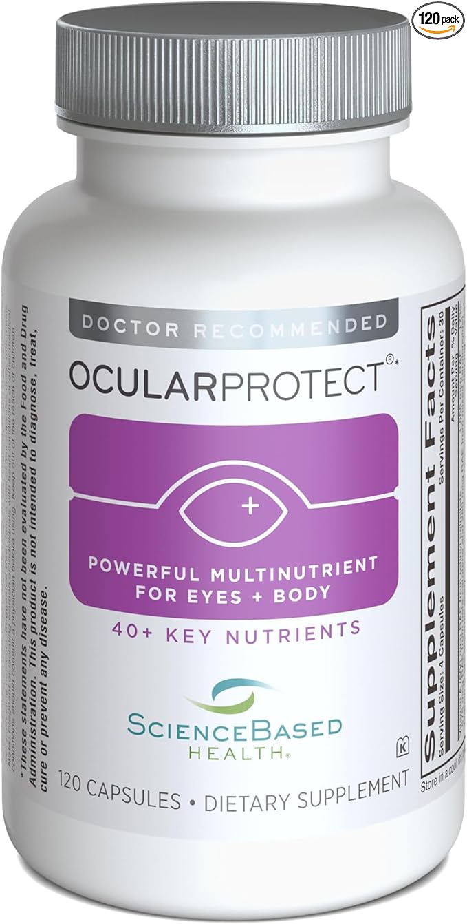 ScienceBased Health OcularProtect – Daily Multivitamin with Advanced Eye Health Support – 40+ Key Nutrients with Lutein, Zeaxanthin, Turmeric & Quercetin – Immune & Antioxidant Support