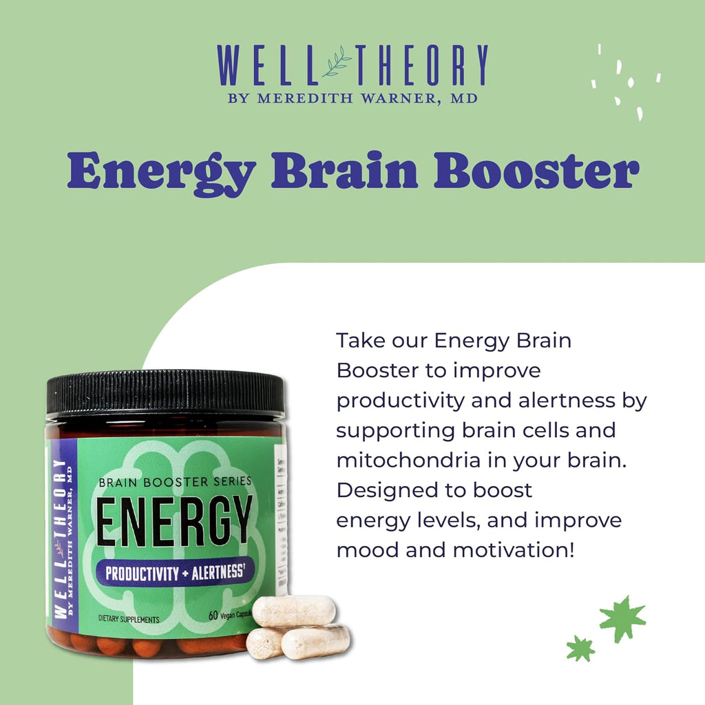 Energy Brain Booster | Supports Focus, Mood, and Cognitive Function | with Acetyl-L-Carnitine, L-Tyrosine, and Lion’s Mane | 60 Capsules