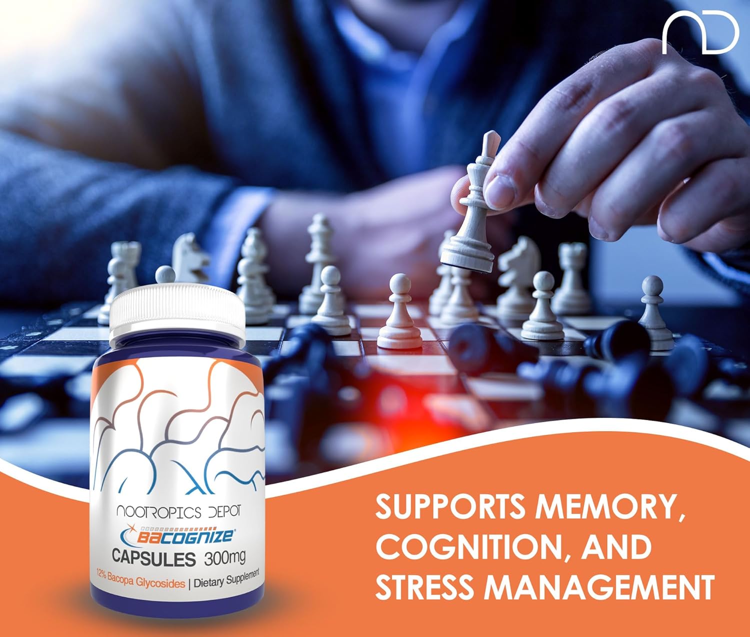 BaCognize Bacopa Monnieri Capsules | 300mg | 240 Count | Ayurvedic Herb | Nootropic Brain Booster | Supports Stress Management | Improves Memory, Cognition + Mood