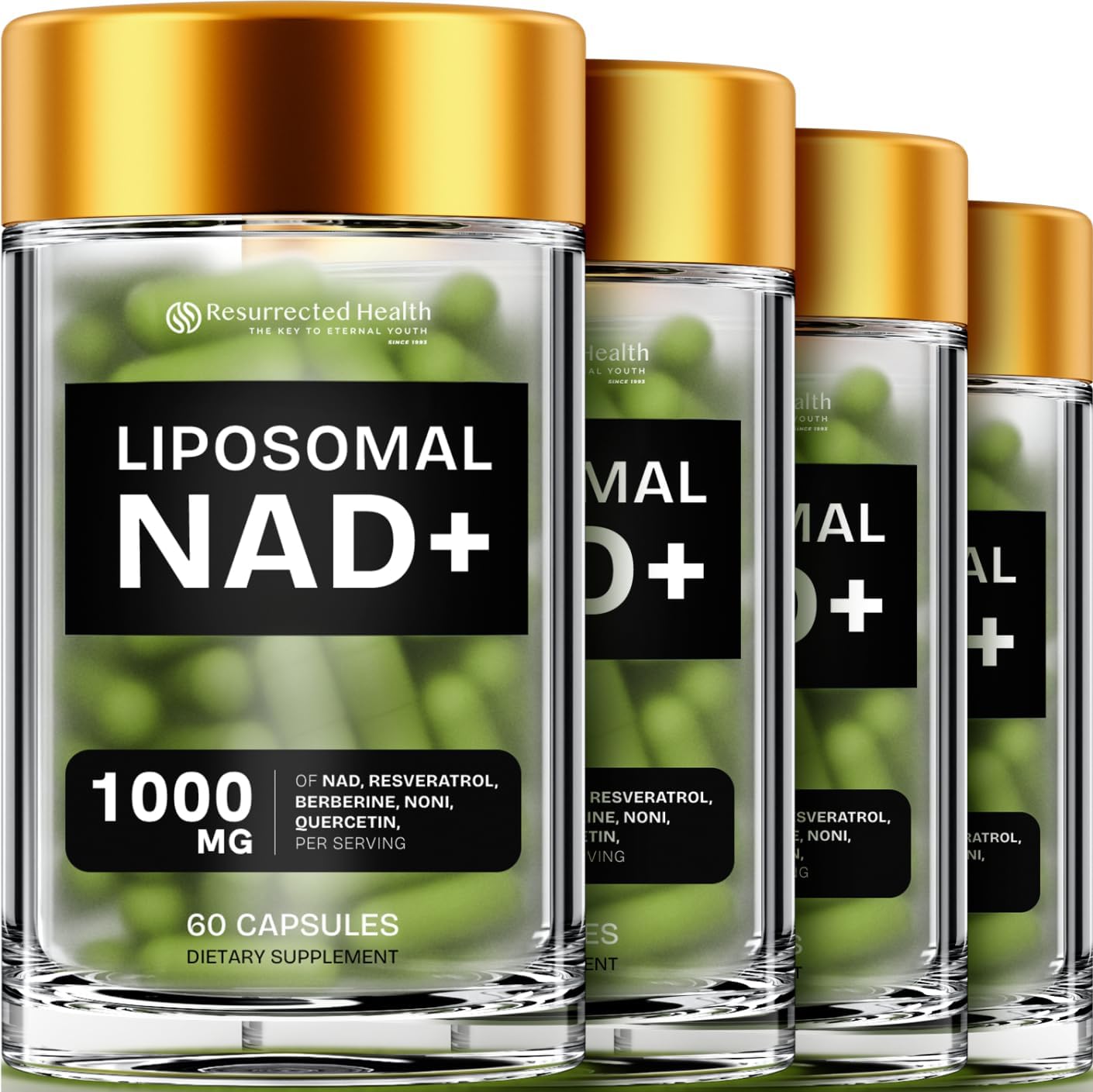 Liposomal NAD Supplements for Women Resveratrol NAD + Supplement w/Berberine, Quercetin, Noni | Boosts NAD Anti-Aging, Brain Support, Gut Heath - 60 Capsules 4 Packs