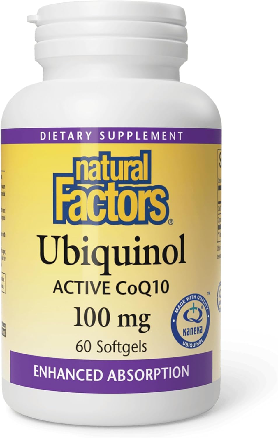 Natural Factors Ubiquinol Active CoQ10 100 mg, High-Absorption Coenzyme Q10 Supplement for Energy, Heart and Cognitive Support, 100mg, 60 Softgels
