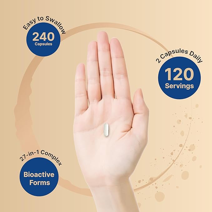 Methylated Multivitamin, 240 Capsules | Highly Bioavailable – 27 Advanced Nutrients – Vitamins A, C, D3, K2 + B Complex with Methylfolate, Methylcobalamin & NAD, NAC, CoQ10, Resveratrol, & Magnesium