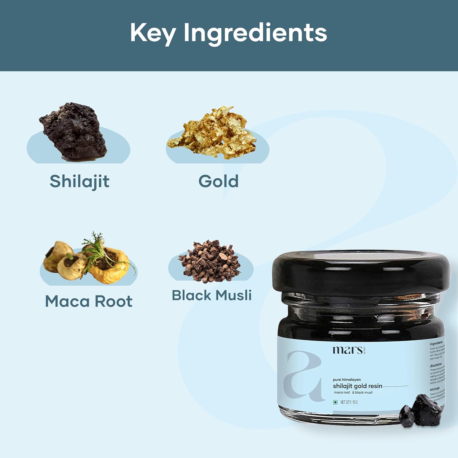 Mars Himalayan Shilajit Gold Resin Extracted from High-Altitude Himalayas | Supports Energy, Vitality & Wellness | 15g - Pack of 1