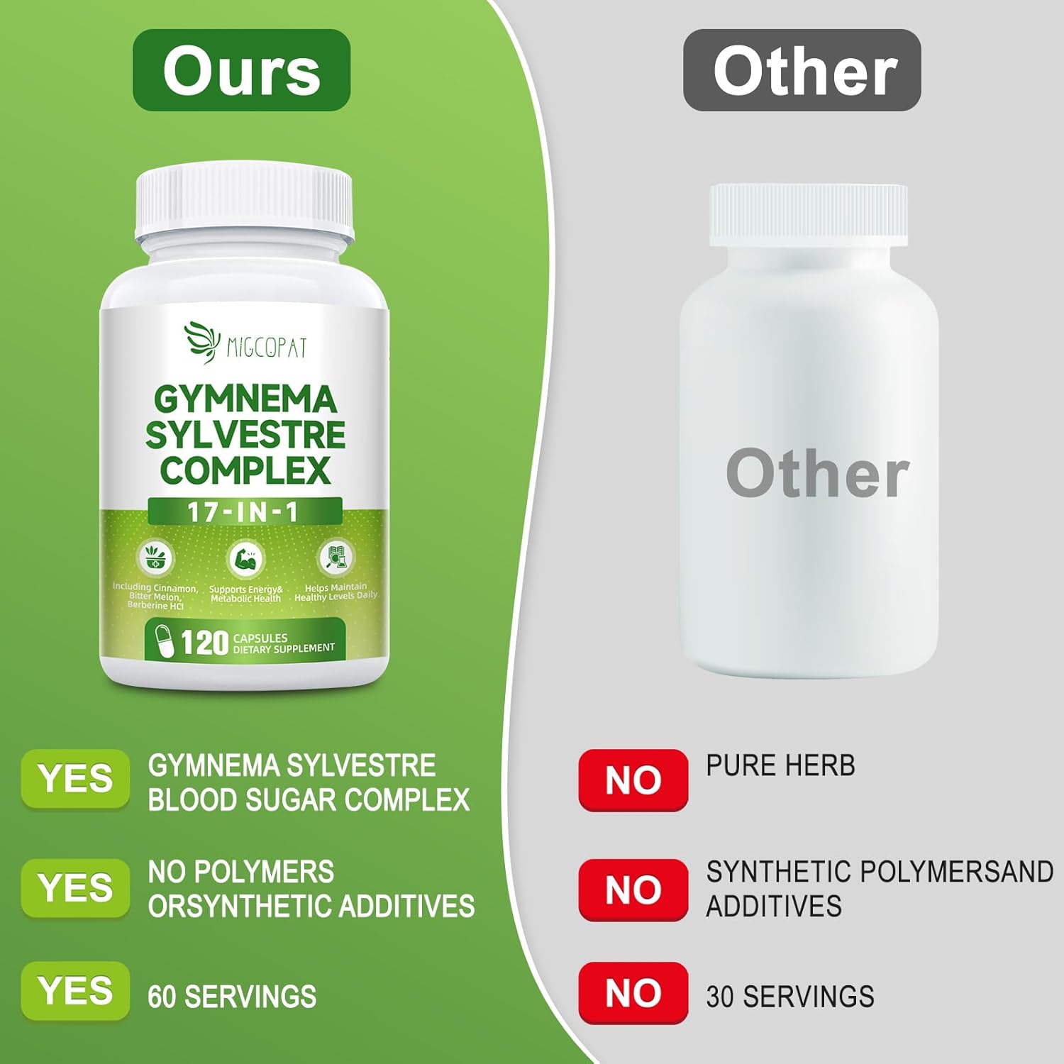 Gymnema Sylvestre Supplement 2 Pack (120 Capsules Each) | 17-in-1 Herbal Blend with Cinnamon, Berberine HCI, Bitter Melon & Chromium – Supports Metabolic Wellness & Energy Production