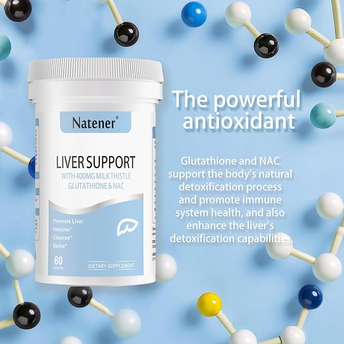 Liver Support with 200mg Milk Thistle, 100mg Glutathione, 100mg NAC, 150mg Tumeric, Dandelion, Artichoke, Liver Cleanse Detox & Repair, Supports Energy*, Immunity & Liver Health*, 60 caps