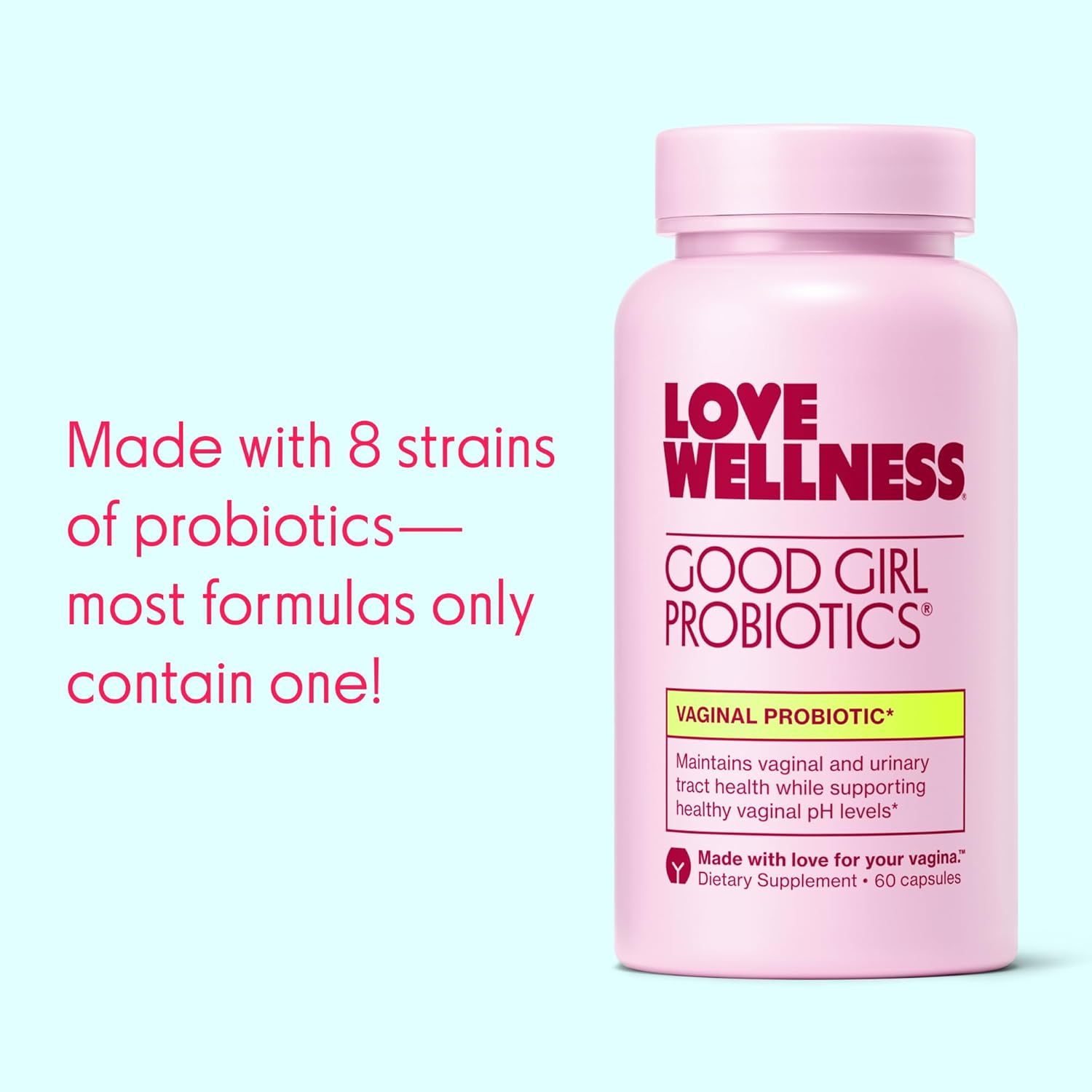 Love Wellness Good Girl Probiotics | Women's Vaginal Health Supplement | Vaginal Probiotics for Women pH Balance & Urinary Tract Health | Support Vaginal Odor & Flora | Old Formula | 30 Day Supply