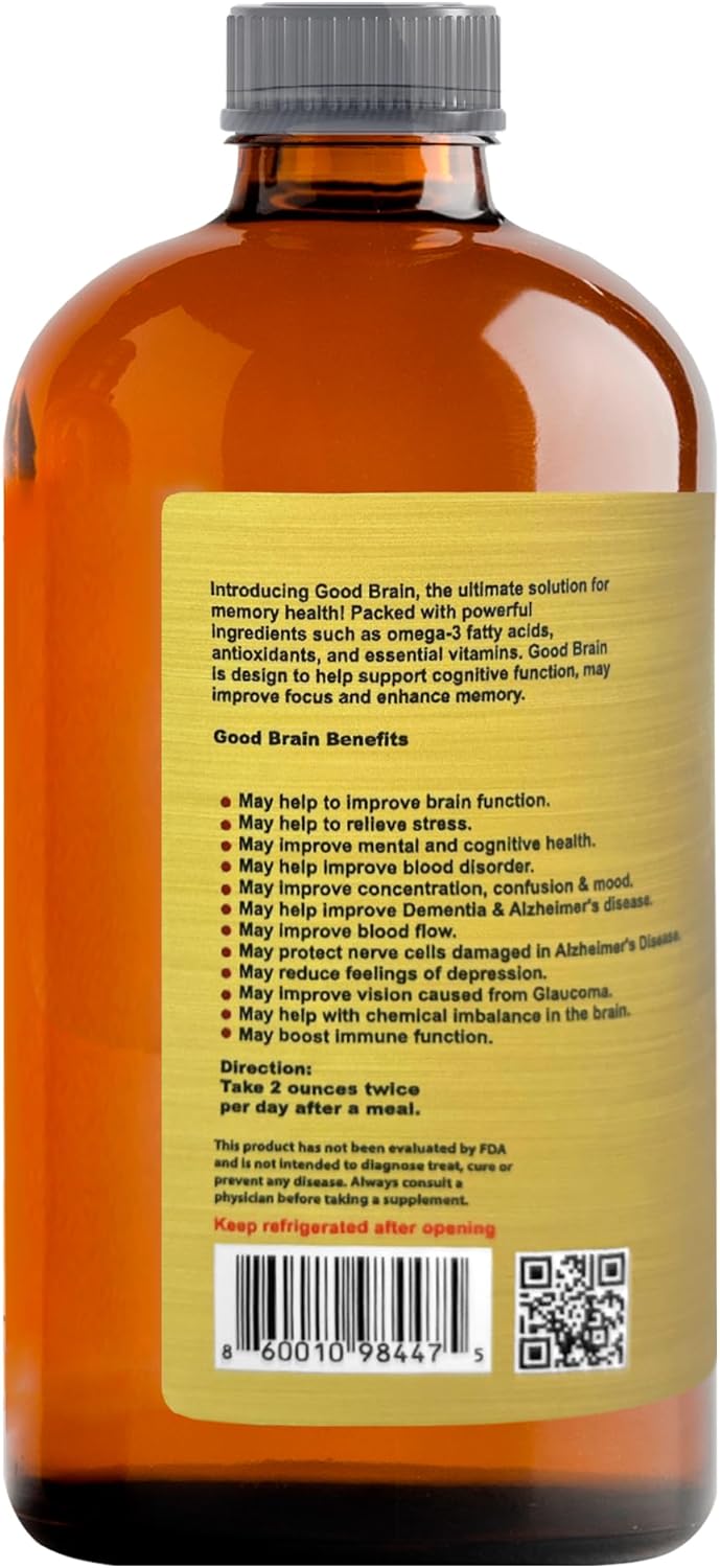 Good Brain Tonic | Herbal Supplement for Memory & Focus | Natural Cognitive Support | 32 fl oz
