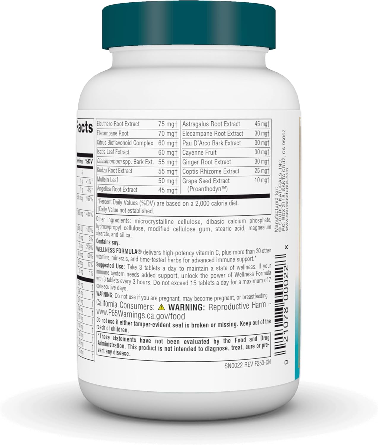Source Naturals Wellness Formula Bio-Aligned Vitamins & Herbal Defense - Immune System Support Supplement & Immunity Booster* - 90 Tablets