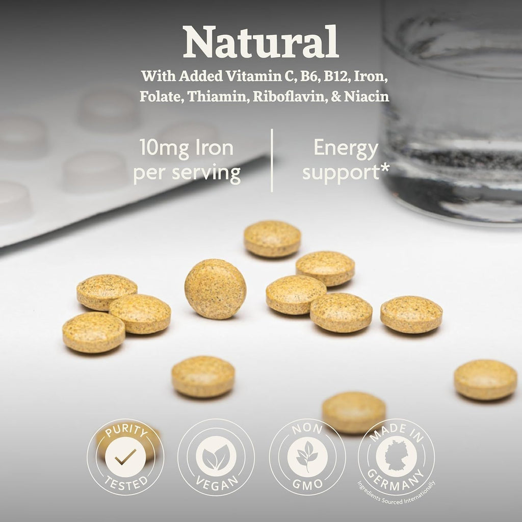 Floradix Iron Tablets - Iron Supplement with Folic Acid, Vitamin C & More - Energy Support* - Vegetarian, Gluten-Free - 80 Tablets