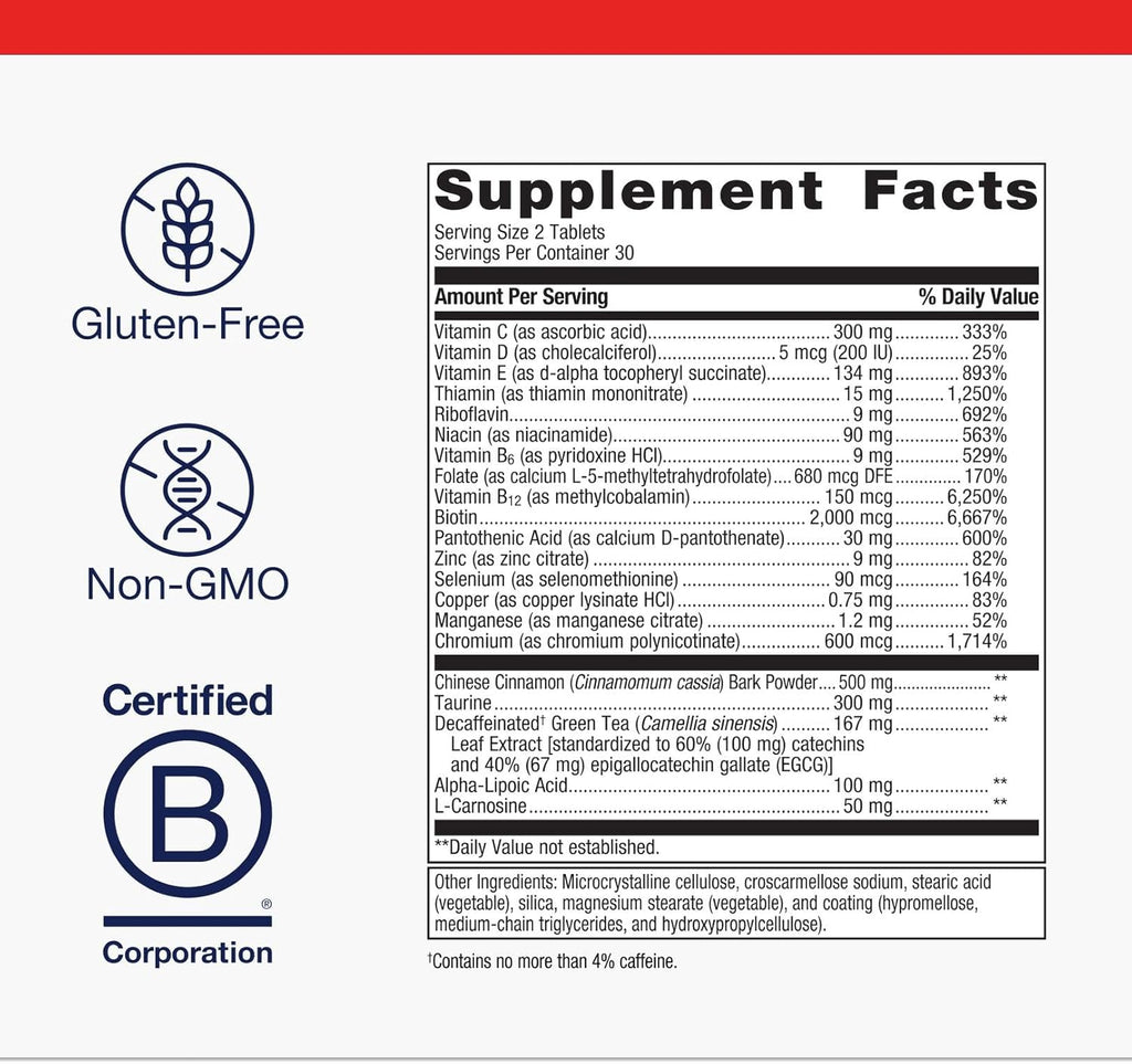 Metagenics MetaGlycemX - 100 mg Alpha-Lipoic Acid - Supports Carbohydrate Metabolism* - Antioxidant Support* - with Green Tea Extract - Non-GMO & Gluten-Free - 60 Count