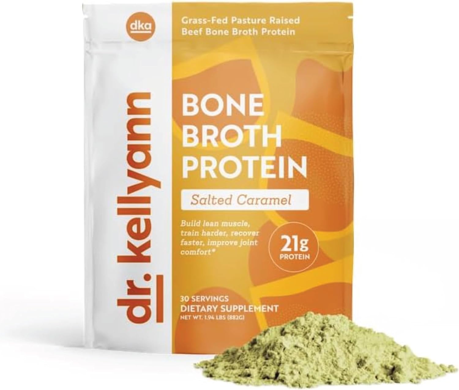 Dr. Kellyann Bone Broth Protein Powder Salted Caramel - 21g Protein, Grass-Fed Collagen, Segar-Free, Keto & Paleo Friendly (30 Servings)