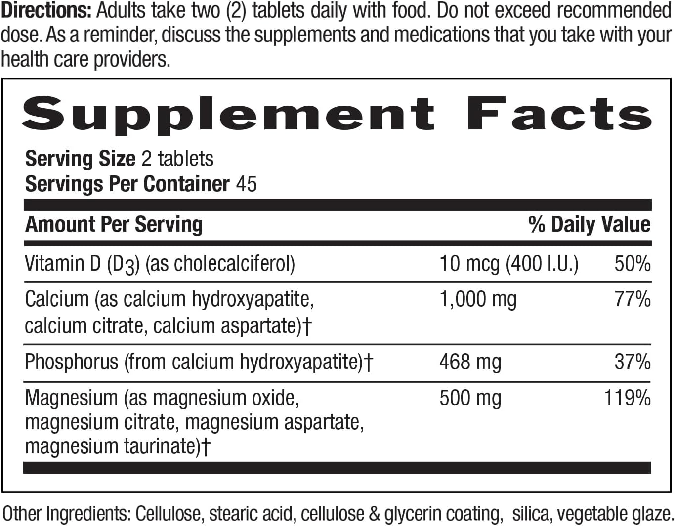Country Life Target-Mins Calcium Magnesium with Vitamin D-Complex, 1000mg/500mg/10mcg, 90 Tablets, Certified Gluten Free, Certified Vegetarian