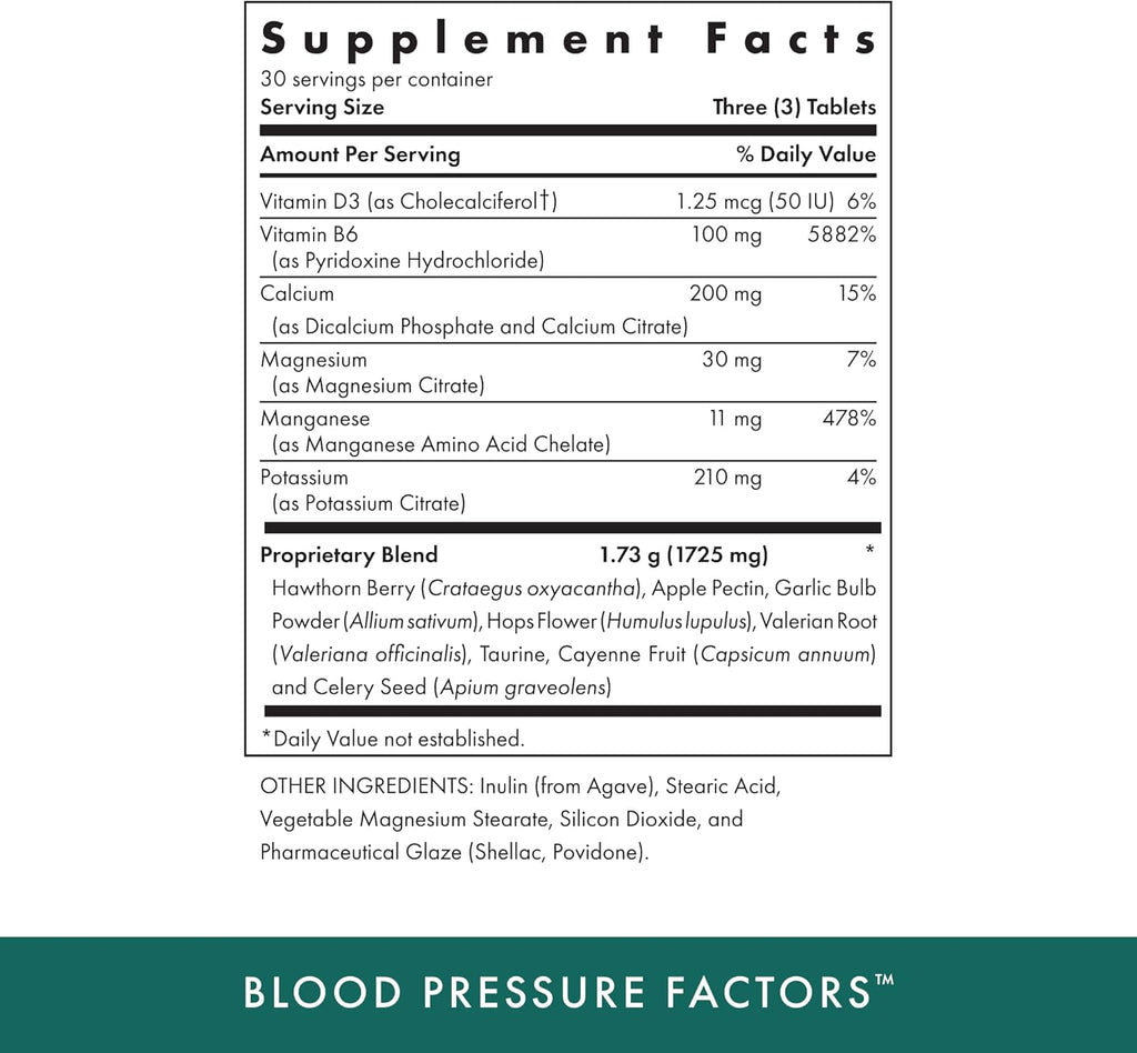 MICHAEL'S Health Naturopathic Programs Blood Pressure Factors - 90 Vegetarian Tablets - Provides Fluid Balance Support - Kosher - 30 Servings