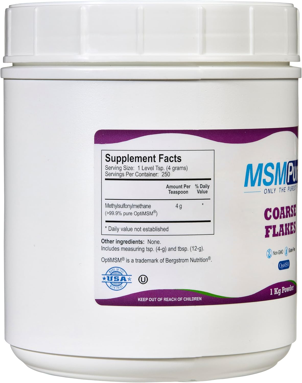 KALA HEALTH MSMPure Coarse MSM Powder Flakes – US-Made MSM for Joint Health, Skin Appearance, and Hair & Nail Support – 2.2 lb, Organic Sulfur