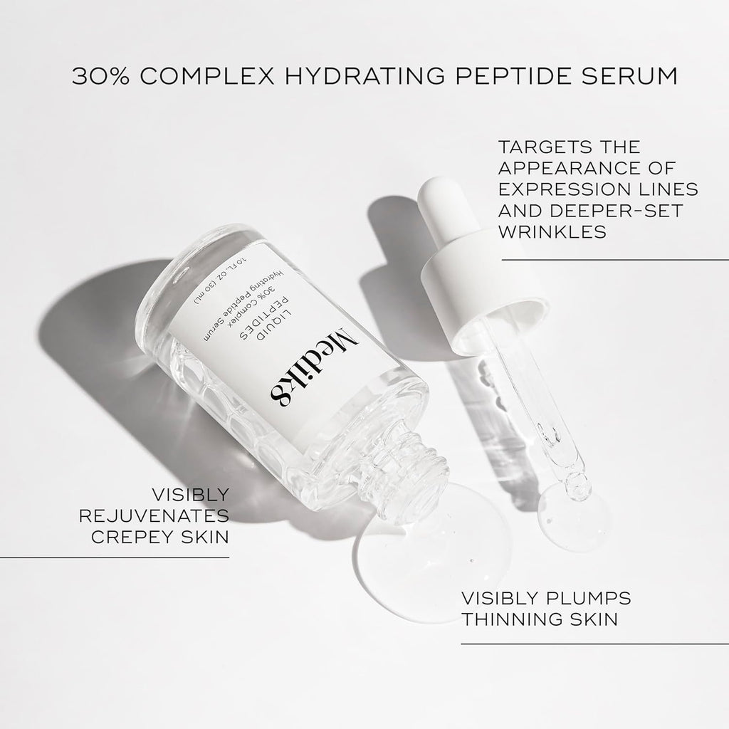 Medik8 Liquid Peptides - Regenerating Multi Peptide Serum - Smooths Wrinkles and Fine Lines - Hydrating, Brightening, Plumping - 1.0 oz