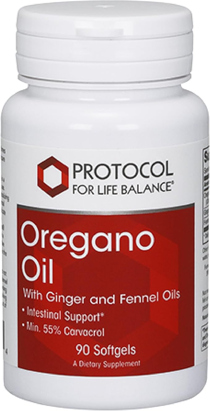 Protocol Oregano Oil 0.2 mL - for Intestinal Support* - Minimum 55% Carvacrol - with Ginger & Fennel Oil - Dairy Free & Egg Free - 90 Softgels