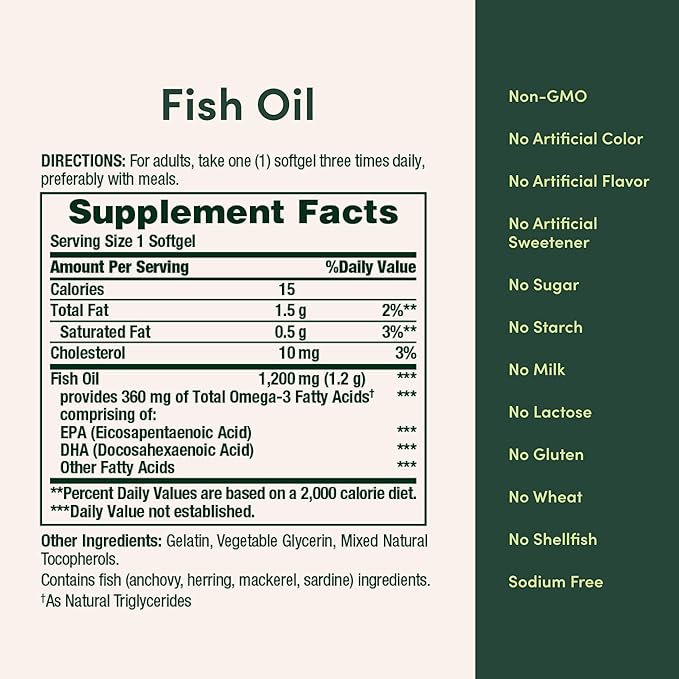 Nature's Bounty Fish Oil Omega 3 Supplements - Supports Heart Health, 1200 Mg Fish Oil, Omega-3, 200 Softgels (Pack of 2)