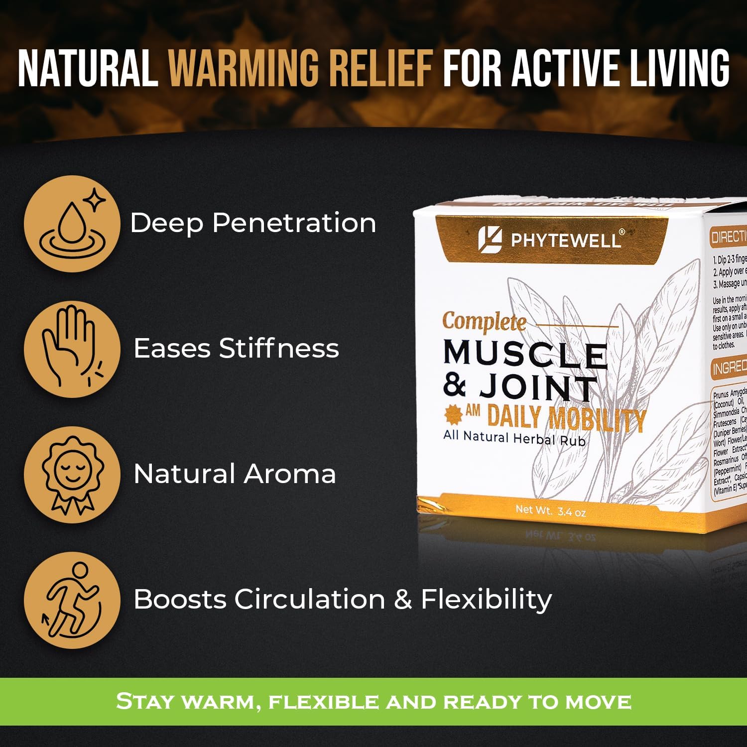 AM Daily Mobility – Warming Herbal Muscle & Joint Rub with Chili Pepper, Clove & Black Pepper – Supports Circulation, Flexibility & Movement, CO₂ Extracted