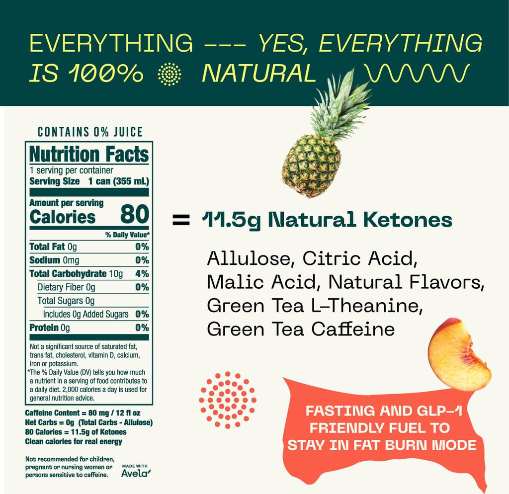 KEY Ketone Energy Drink - Sugar Free and All Natural from Ketones for Long Lasting Energy and optimal Green Tea Caffeine and L-Theanine for Mental Focus to Perform, Variety Pack (Pack of 12)