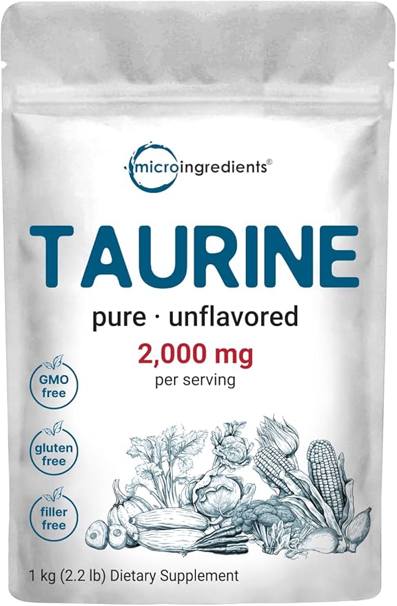 Micro Ingredients Taurine Powder Supplement | 1 KG, 2000mg Per Serving | Unflavored | 100% Pure, Easily Absorbed Free Form | Essential Amino Acids for Exercise, Energy, & Heart Support