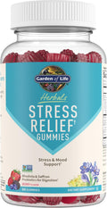 Garden of Life Herbals Stress Relief Gummy with Rhodiola & Saffron for Positive Mood & Stress Response Plus Prebiotics & Probiotics for Digestive Support – Non-GMO, Gluten-Free, Kosher, 30 Servings