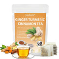 Ginger Turmeric Tea 2g x 60 Teabags | 100% Golden Blend for Wellness | Powerful Antioxidant & Natural Digestion Metabolism Support | Warming, Caffeine-Free Herbal Tea