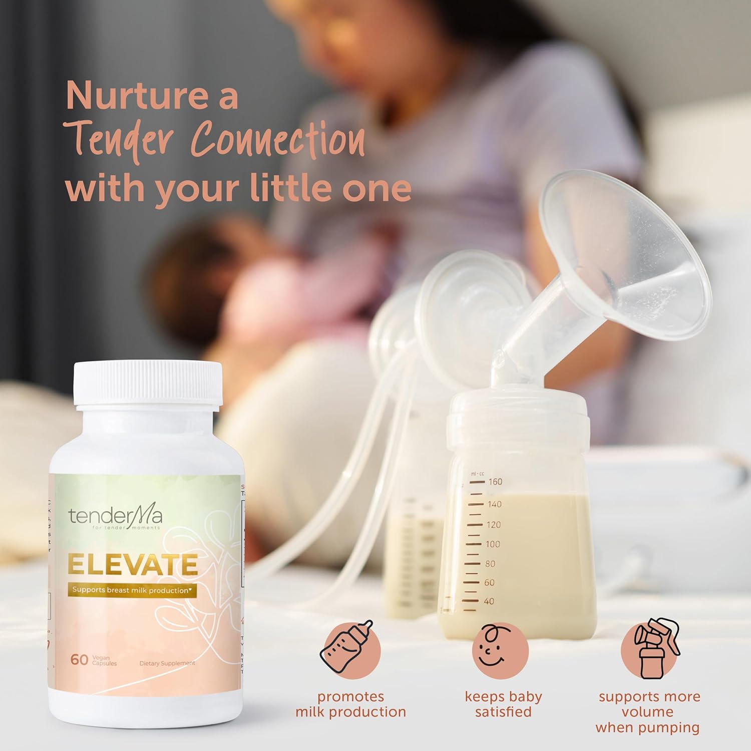 Elevate Lactation Supplement – Fenugreek, Moringa, Blessed Thistle, Fennel & Alfalfa – Herbal Breastfeeding Support Supplement – Vegan, Non-GMO, 60 Capsules