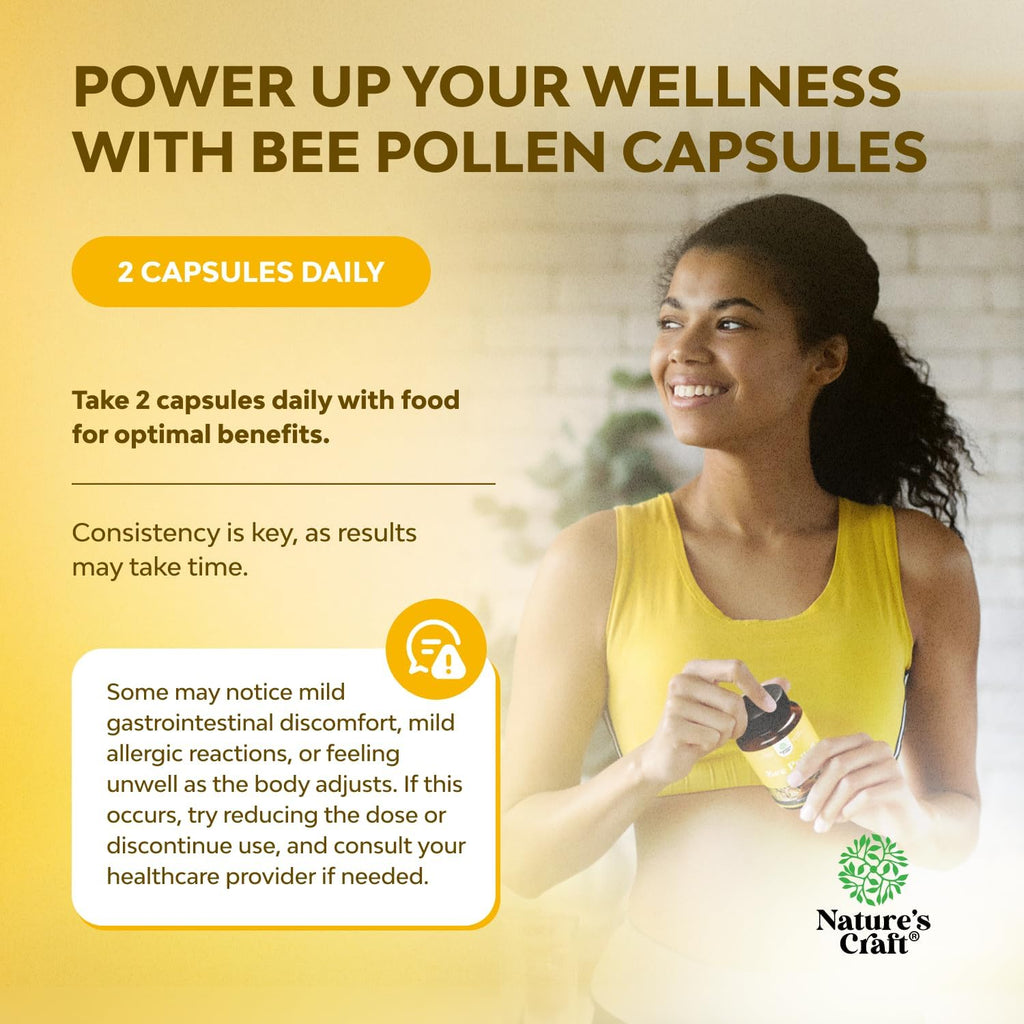 Bee Pollen Pills for Breast Growth 180 Ct - Bee Pollen Supplement 1000mg Serving with Naturally Occurring B Vitamins Minerals & Enzymes - Breast Support Supplement - Vegetarian, Non-GMO & Gluten Free