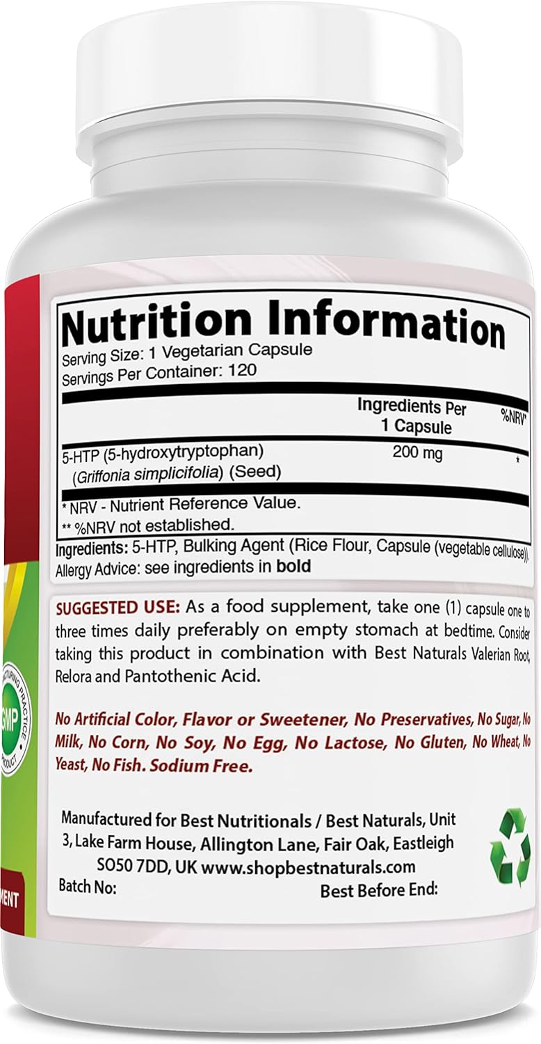 Best Naturals 5-HTP 200 mg 120 Vegetarian Capsules