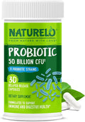NATURELO Probiotics for Digestive Health, 50 Billion CFU, 30 Vegetarian Capsules, 11 Strains, Daily Use Supplement, Delayed Release, No-Fridge, Helps Boost Immune System, Probiotics for Women & Men