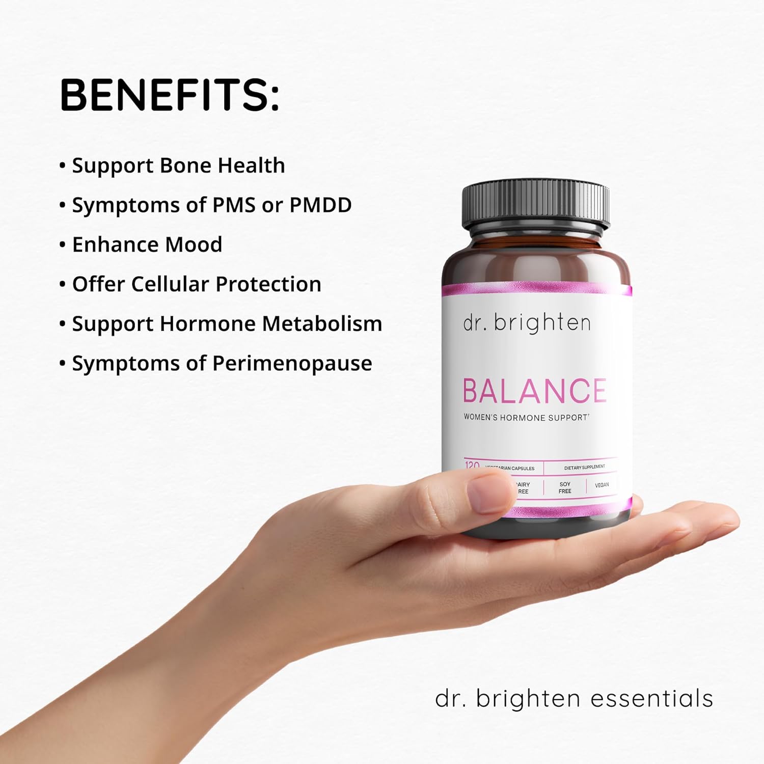 Dr. Brighten Balance - Hormone Balance for Women with Chasteberry and DIM - Targets Hormonal Acne, Period Issues, & PMS - Vegan, Non-GMO