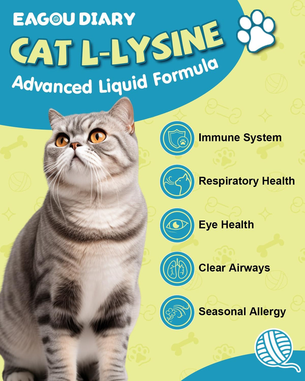 L-Lysine for Cats,Lysine Drops Immune Support Supplement,Sneezing,Cold,Allergy Relief,Runny Nose,Feline Respiratory,Natural Antibiotics for Cats with Colostrum,Taurine (Roast Chicken Flavor/2floz)