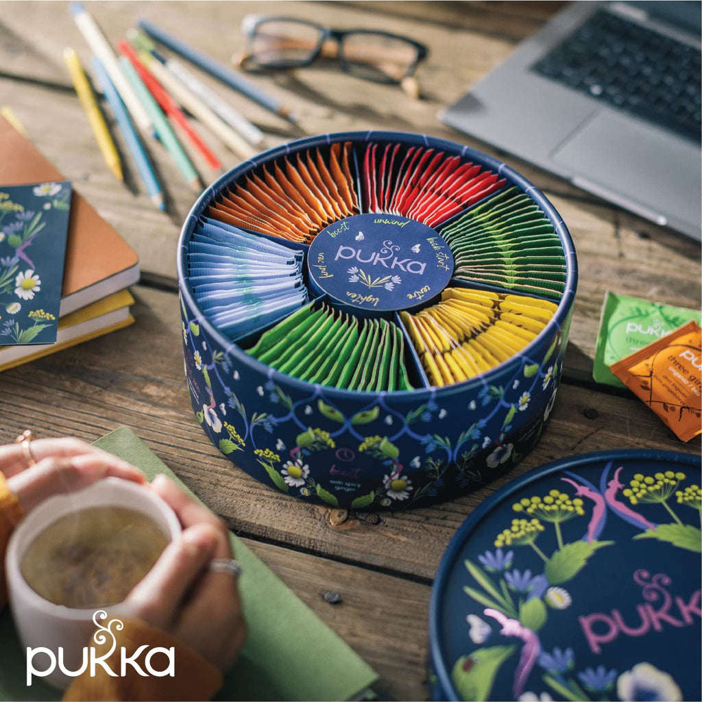 Pukka Tea Organic, Herbal Tea Sampler For Everyday Wellness, Best for Birthdays, Anniversaries & Holidays, Caffeine Free, 90 Bags, 6 Flavors