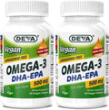 DEVA Vegan Omega-3 DHA-EPA 500MG 2-Pack – No Carrageenan, Non-Fish Oil Derived from Algae, Non-GMO, 60 Gelatin-Free Softgels Ea