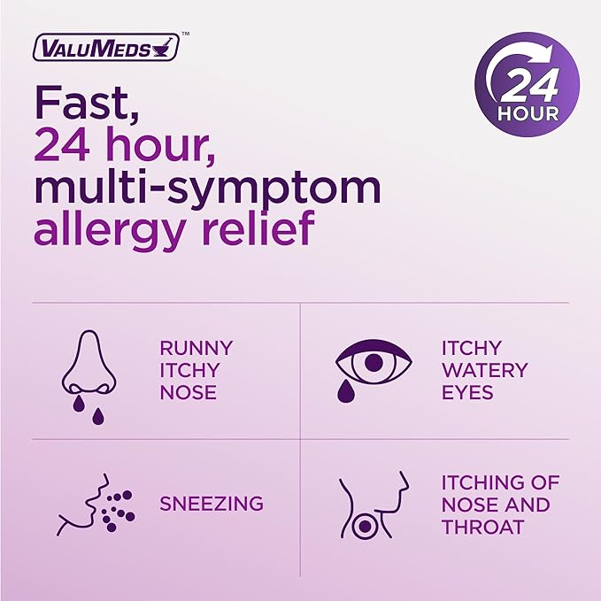 ValuMeds 24-Hour Allergy Relief Fexofenadine Hydrochloride 180mg | Non-Drowsy Antihistamine Generic Medicine for Allergies, Hay Fever, Itchy Eyes for Kids, Adults | Compare to Allegra (45-Count)