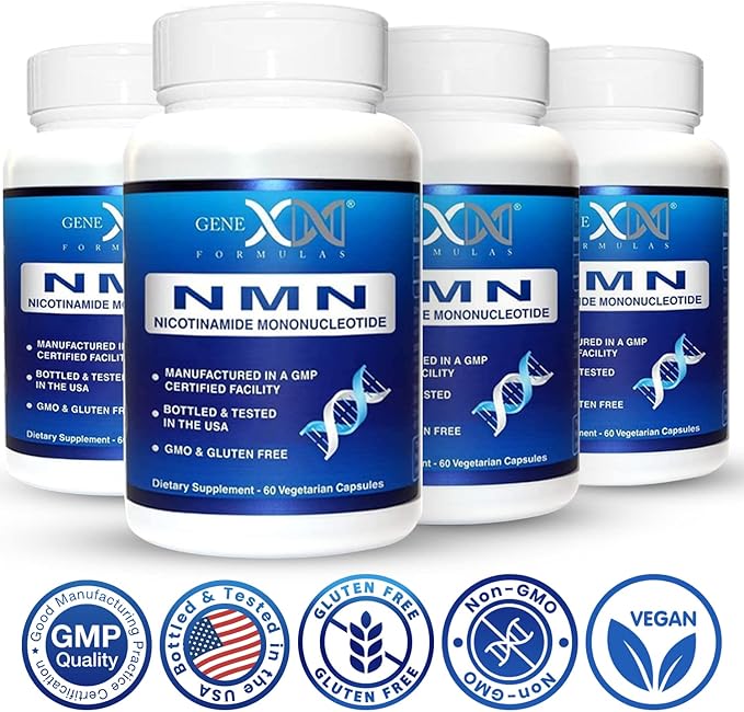 Genex Formulas NMN 250mg Supplements (4 Pack) - 99% Pure Shelf Stabilized Supplement Capsules for Increased NAD Levels & Healthy Aging, GMP Certified, 4 Month Supply