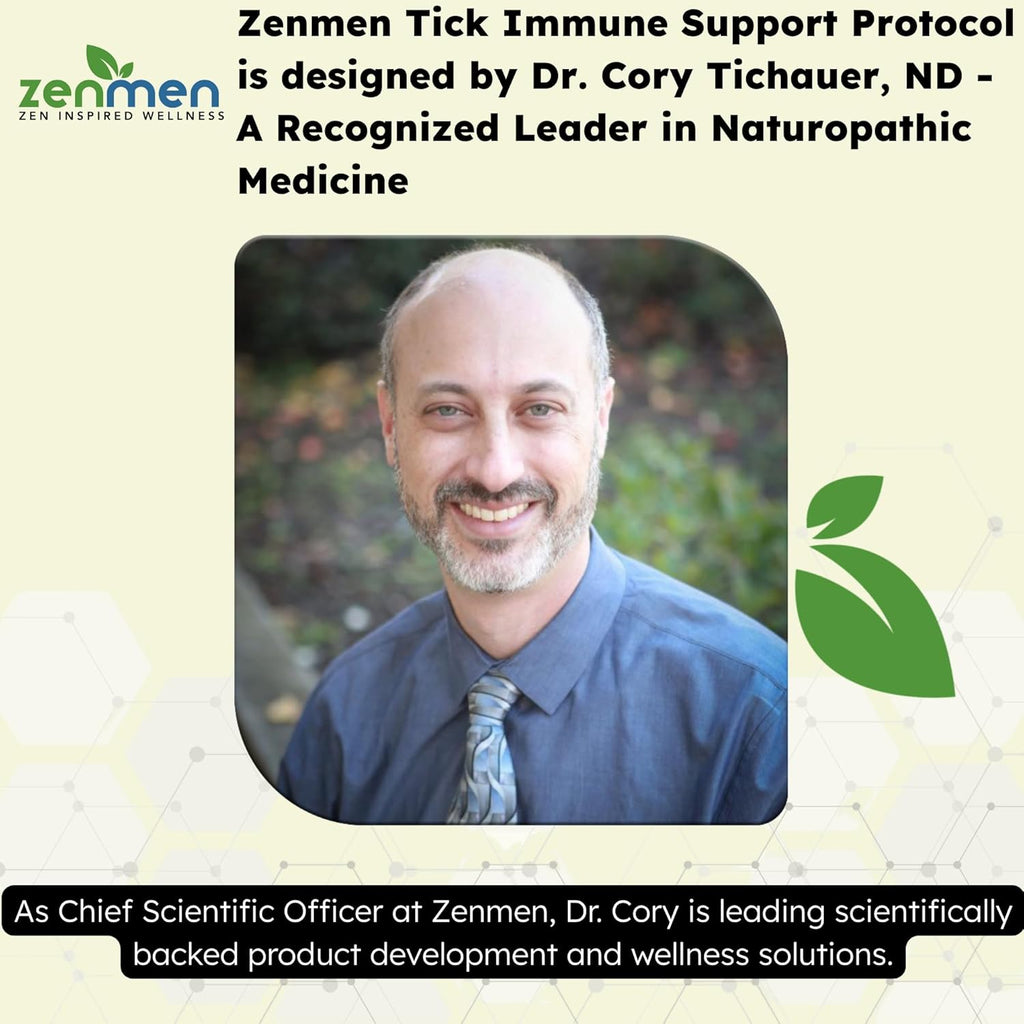 Zenmen Tick-Borne Support Lite Bundle - Longer Term Wellness Support After Exposure - 1 Tick Immune Support + 1 Monolaurin + 1 Green Black Walnut Tincture + 1 Garlic Tincture Bundle