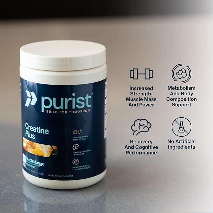 PURIST Protein Creapure Creatine Plus Monohydrate | Workout Powder Supplement | Women Men Muscle Strength Energy Recovery | Clean Nutrition | NSF Certified | Contains Sugar Free Stevia (Unflavored)