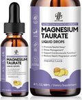 Magnesium Taurate Liquid Drop for Muscle Function, Nerve and Heart Health Support, High Absorption Magnesium Supplement with B6, CoQ10, Vegan, Non-GMO, Gluten/Sugar Free Pineapple Flavor, 2 Fl Oz