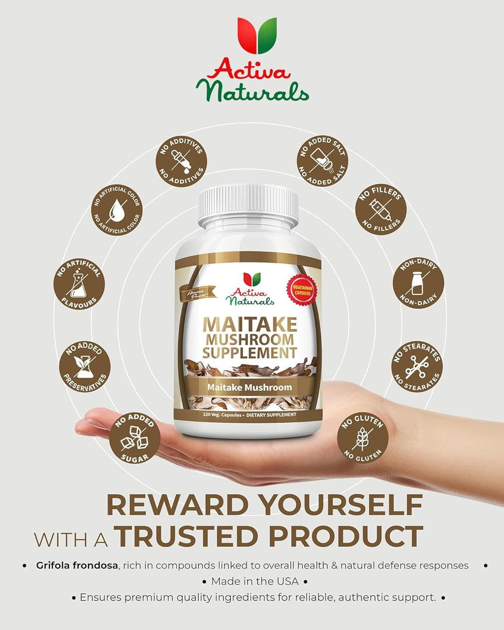 Maitake Mushroom Capsules – Herbal Wellness Supplement for Energy, Focus & Vitality – Made with Pure & Quality Ingredients to Help Maintain Everyday Balance & Overall Well-being Naturally