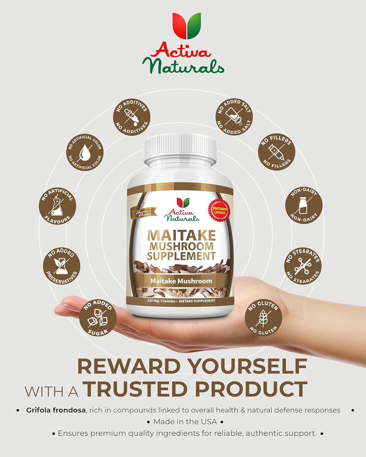 Maitake Mushroom Capsules – Herbal Wellness Supplement for Energy, Focus & Vitality – Made with Pure & Quality Ingredients to Help Maintain Everyday Balance & Overall Well-being Naturally