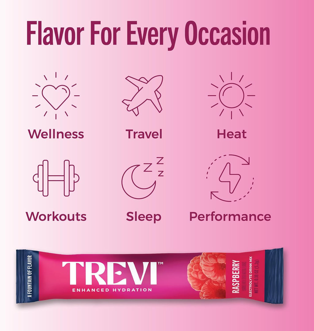 TREVI™ Sugar Free Electrolytes - Drink Mix Hydration Powder Packets - 8 Count - Raspberry