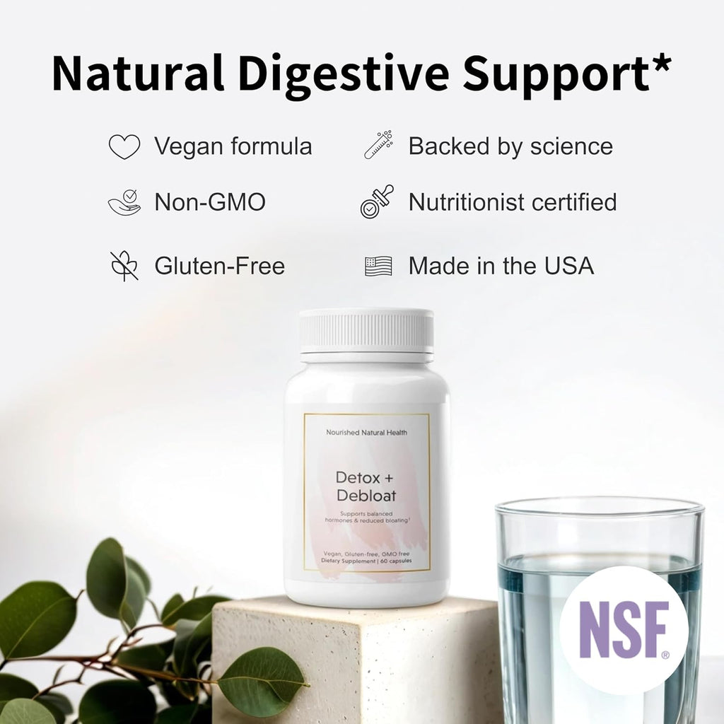 Nourished Natural Health Detox + Debloat - Milk Thistle & Dandelion Root Vegan Supplement for Women - Bloating Relief & Digestion Support - 360 Capsules