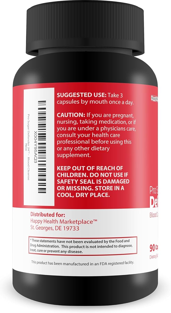 Pro Sugar Defender 24 - Our Best Blood Cleanse Detox Supplement - Immune System Cleanse - Healthy Blood Flow Supplement - Circulation And Vein Support Vitamins - Circulatory System Support Formula