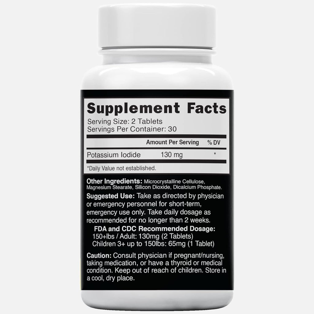 Nature's Fusions Potassium Iodide Tablets 130 mg (Pack of 2) - (120 Tablets) EXP 10/2032 - Ki Pills - Yoduro de potasio