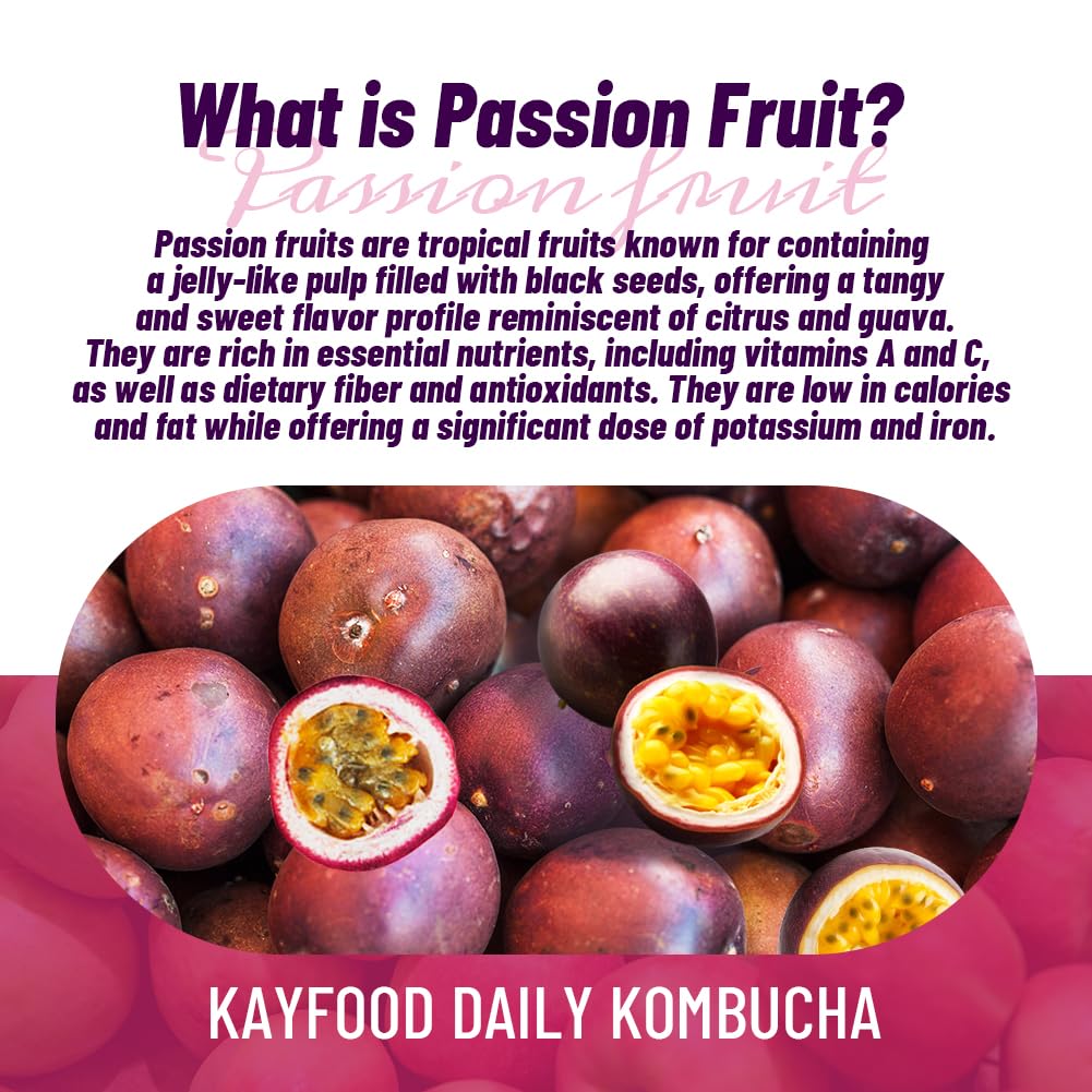 KAYFOOD-Kombucha-Passionfruit-Garden-Daily 20 Sticks with Gift Bottle Zero Sugar, Diet, Gut Healthy Sparkling Beverage, Fermented Korean Drinks for Iced, Hot, Workout Tea 3.52oz (100g)